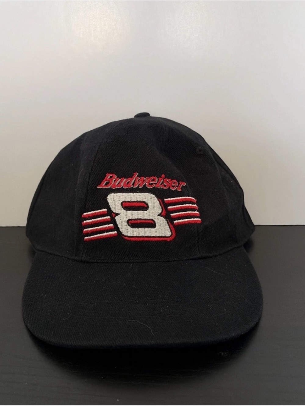 Budweiser Black Cap with Red & White Racing '8'